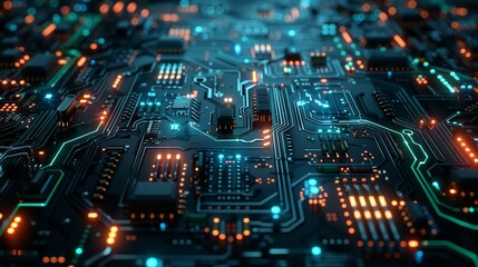 Obraz premium Digital circuit board pattern, hightech and futuristic, tech background