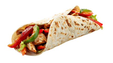 Fajita in a wrap, isolated
