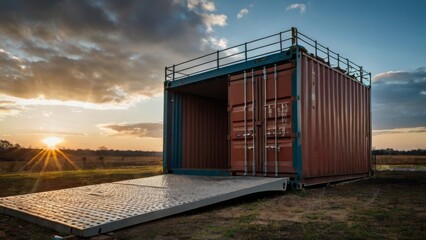 Shipping containers at open area, cargo containers outdoor