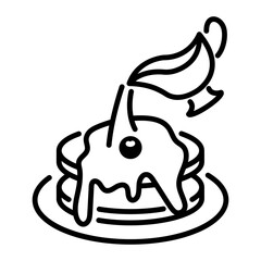 Caramel pancakes icon in linear style