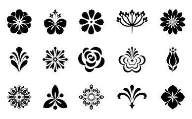 Flowers icon set. Flowers isolated on transparent background. Flowers in modern simple. Cute round flower plant nature collection. Vector illustrator