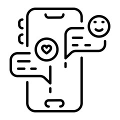 Online chat on mobile, line style icon 
