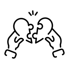 An outline style icon of love connection of heart 
