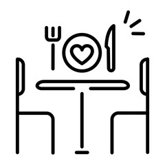 A linear style icon of dinner night 