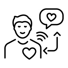 Heart connection icon designed in line style  