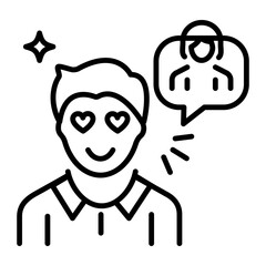 An outline icon showing a boy in love 