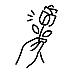 An outline icon of rose day 