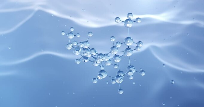 Ibogaine rotating molecular structure, 3d model of molecule, psychoactive substance, looped video
