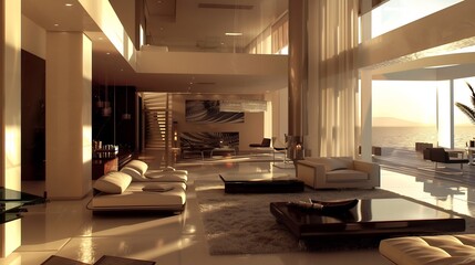 Fototapeta premium Luxurious living room interior design with elegant home decor and wall decorations