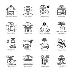Set of Renewable Energy Linear Icons 

