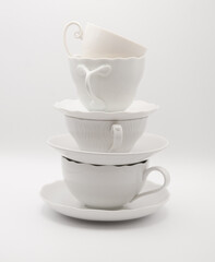 a piramid form a cups of coffee