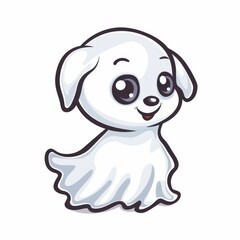 Spooky and Cute Ghost Dog Clipart for Halloween Fun - Cartoon Style Illustration on White Background
