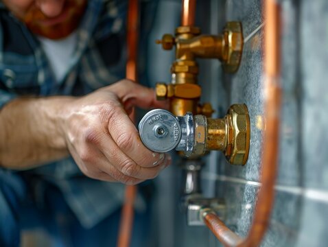 Close-up of a plumber installing a thermostatic shower valve for improved temperature control