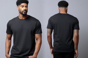 Blank black t-shirt mockup clothing apparel man.