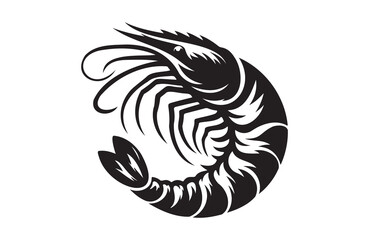 shrimp fish of silhouette vector illustration