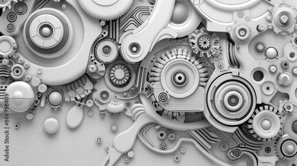 Poster grey white abstract technology background with high-tech digital interface elements and geometric pa