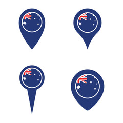 Australia flag map pointer set, national flag of Commonwealth of Australia