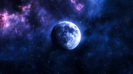 Naklejka premium moon in deep space nebula