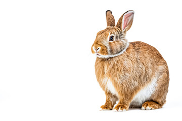 Obraz premium Cute Brown Bunny Rabbit Sitting on White Background