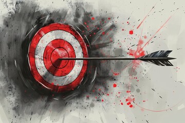 Hand-drawn illustration of a target board and arrow.