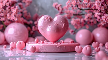 Pink Hearts and Flowers