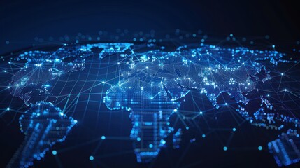 global map and network dark blue background