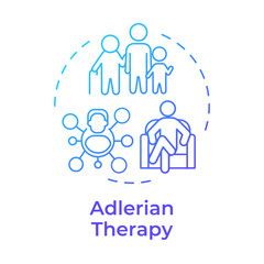 Adlerian therapy blue gradient concept icon. Communication psychotherapy, psychologist. Round shape line illustration. Abstract idea. Graphic design. Easy to use in infographic, presentation