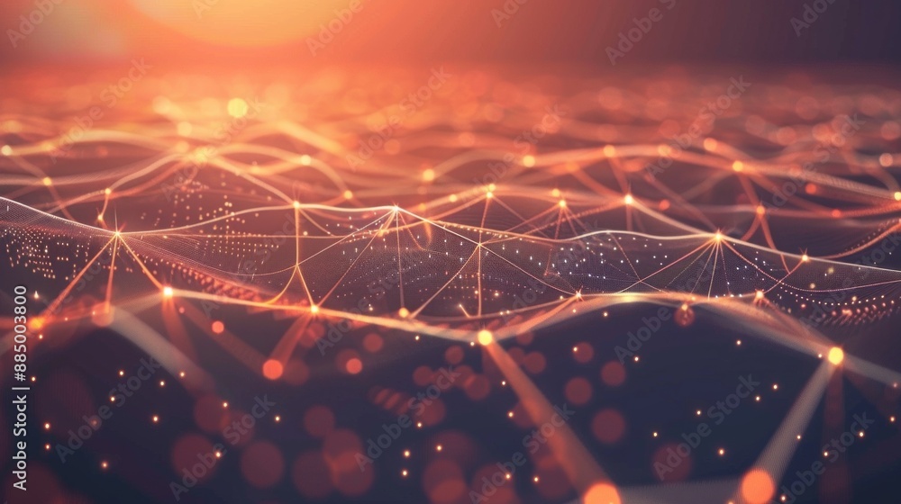 Aufkleber Network connection of points and lines: 3d render of data technology digital background with abstract geometric patterns. Modern data visualization and network connectivity concept for technological i