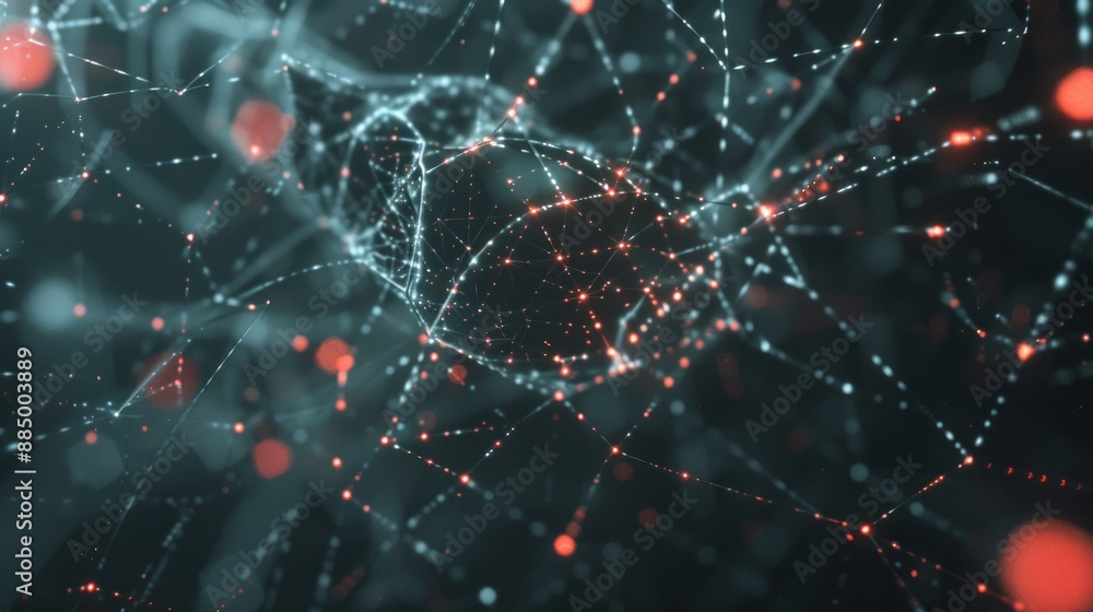 Aufkleber Network connection of points and lines: 3d render of data technology digital background with abstract geometric patterns. Modern data visualization and network connectivity concept for technological i