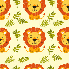 Naklejka premium vector art pattern cute of lion head