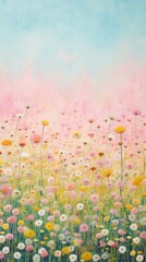 Flower field asteraceae grassland painting.
