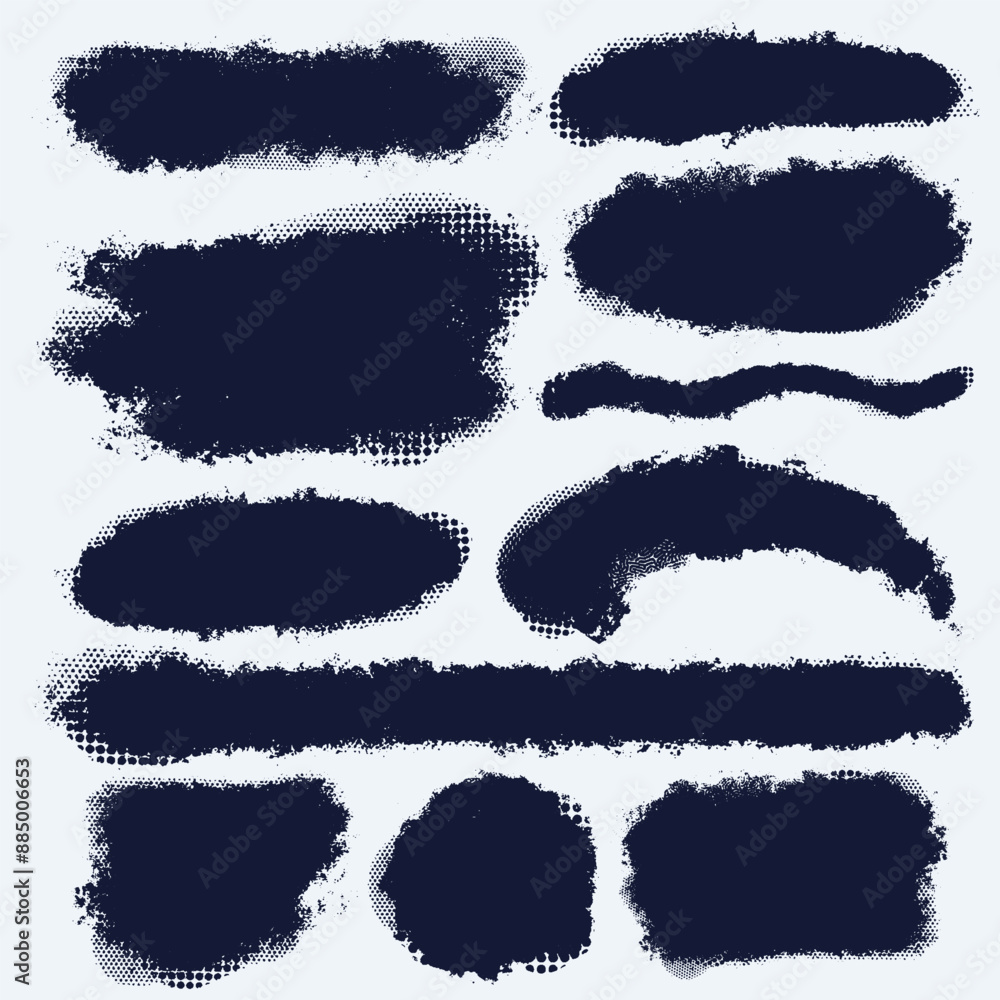 Poster collection of glitch distorted grunge old shape. grunge textured. glitch frame illustration. vector 