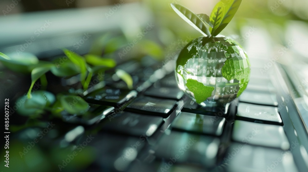 Poster sustainable it solutions with carbon efficient technology highlighting green computing practices, en