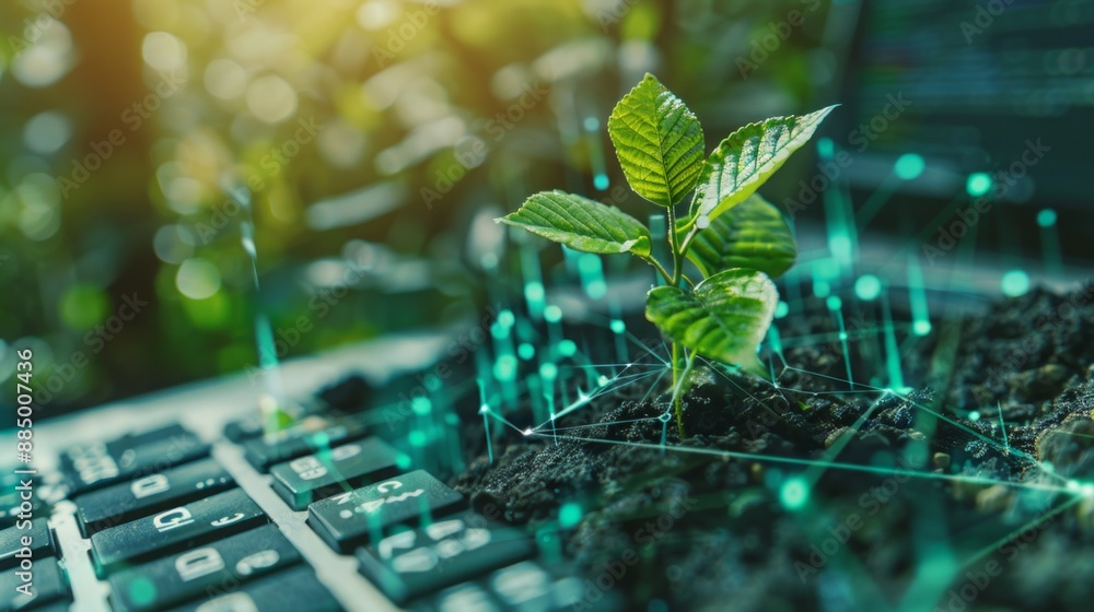 Poster sustainable it solutions with carbon efficient technology highlighting green computing practices, en