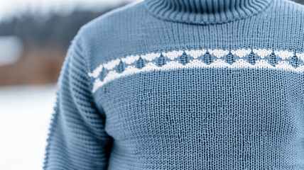Cozy Blue Knitted Sweater with Nordic Pattern
