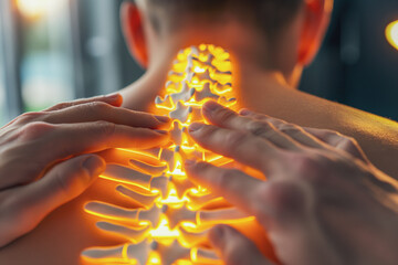 Photo of spine diagram overlay body with massage
