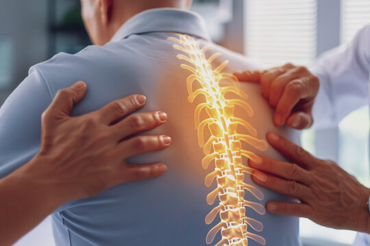 Photo of spine diagram overlay body with massage