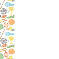 Seamless sport frame. Background with sports icons. Doodle sport illustration