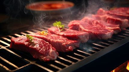 Japanese raw beef food photography poster background