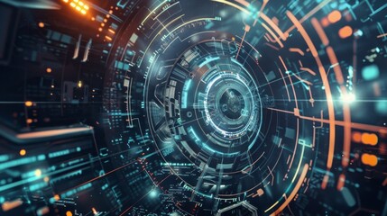 Ultra-futuristic tech abstract background: high-tech digital visualization with dynamic geometric shapes, neon glow, and advanced technology elements, ideal for cutting-edge tech projects, sci-fi them