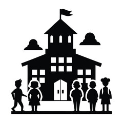 School Silhouette Vector Illustration
