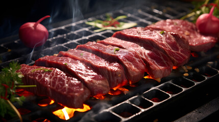 Japanese raw beef food photography poster background