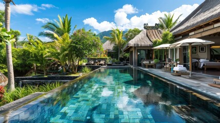 Fototapeta premium Experience an opulent and unforgettable holiday featuring top-tier amenities and breathtaking experiences, where luxury meets adventure and relaxation.