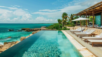 Fototapeta premium Experience an opulent and unforgettable holiday featuring top-tier amenities and breathtaking experiences, where luxury meets adventure and relaxation.