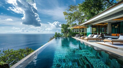 Fototapeta premium Experience an opulent and unforgettable holiday featuring top-tier amenities and breathtaking experiences, where luxury meets adventure and relaxation.
