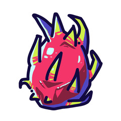 cartoon dragon fruit shiny no background icon