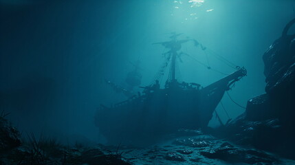 Obraz premium shipwreck of an old pirate ship on the seabed
