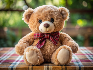 Obraz premium teddy bear on a chair, animal, isolated, soft, teddy bear, gift, childhood, stuffed, fluffy, fur, object, sitting, plush, white, love