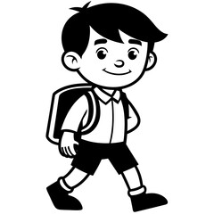 Charming Kid Going to School Vector Illustration | Cartoon Vector Icon on White Background