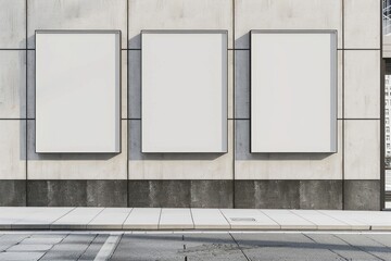 3 blank posters on the wall white board photo frame.